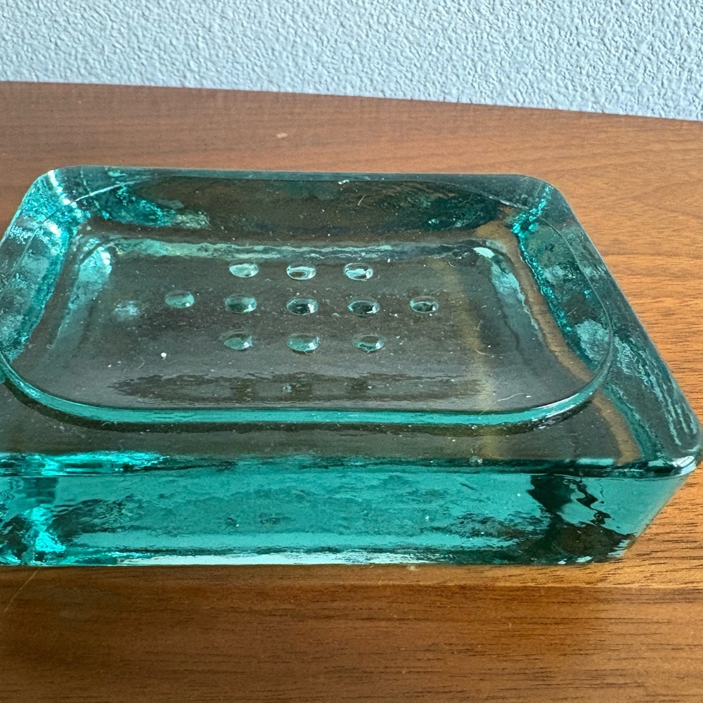 Teal Recycled Glass Soap Dish